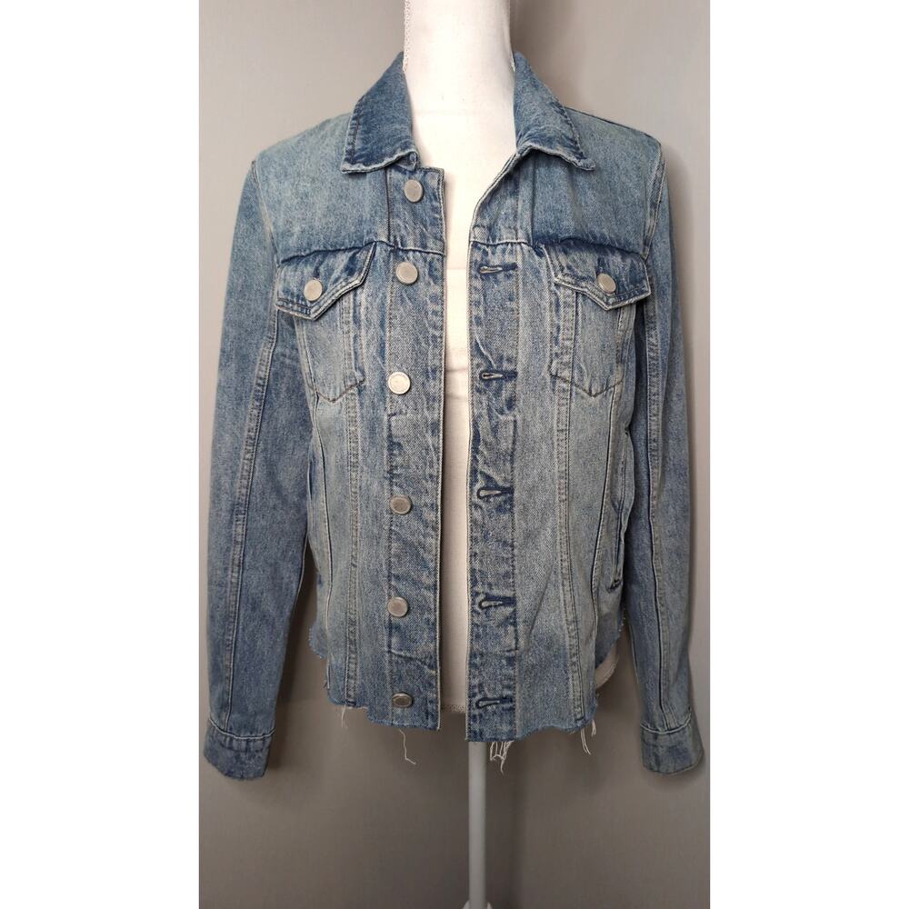 Blank NYC Denim Jacket Medium Light Wash Distressed Trucker Y2K Casual